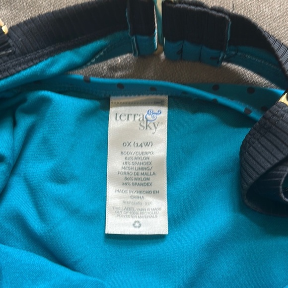 Terra & Sky Teal and Black One-Piece Swimsuit - Picture 3 of 7